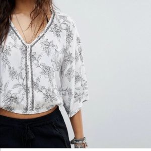 Amuse society moon dancer floral beaded crop top